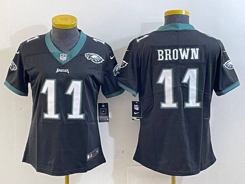 Youth Philadelphia Eagles 11 Brown Black 2025 Nike Vapor Limited NFL Jersey style 3